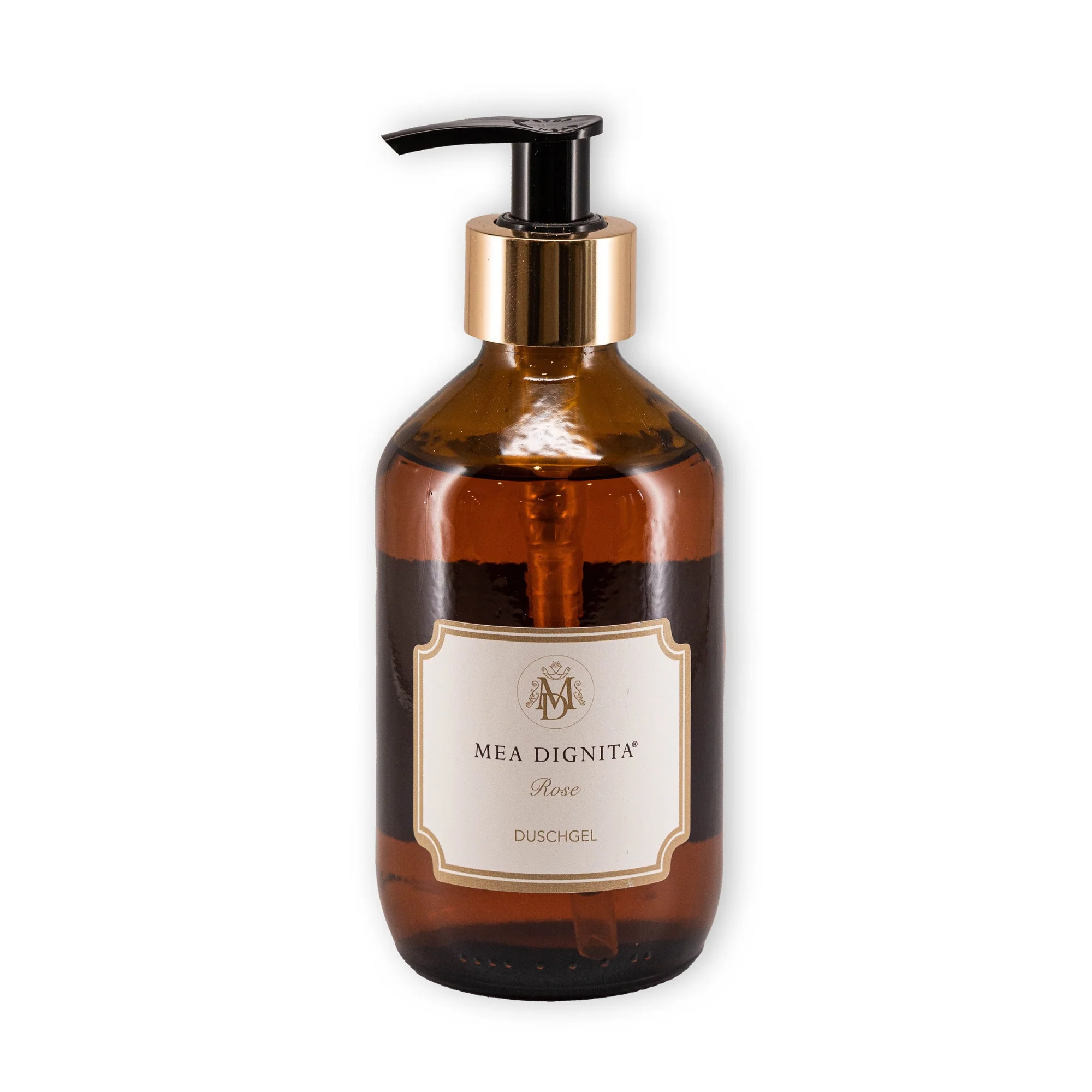 DuschgelRose_9335b68c-a349-4009-9c61-01f5bbf76845_2048x Roseblüten-Duschgel & Shampoo im Glasdispenser 250 ml. – Bild 1